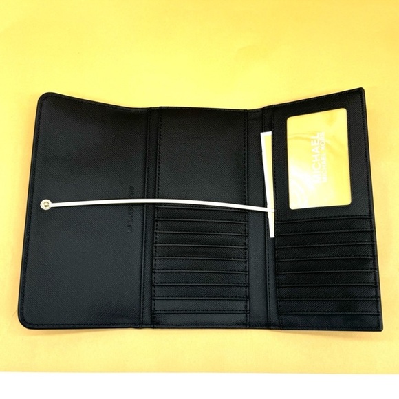 Michael Kors Trifold Wallet Leather Black/Gold - Picture 7 of 10